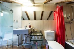 マドリードにあるAtico duplex loft Lavapiesのバスルーム(トイレ、洗面台、シャワー付)