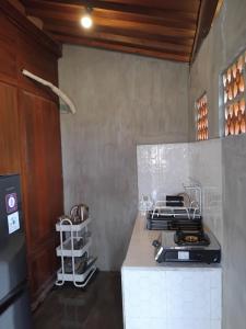 una cucina con fornelli e piano di lavoro di Lotus cottage a Bedahulu