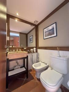 ein Badezimmer mit Toilette und Waschbecken in der Unterkunft Rio Tarde Casa Patagonica in Lago Posadas