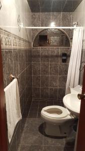 a bathroom with a toilet and a sink at Almoloya De Juarez Colonial House in Almoloya de Juárez