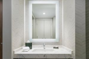 a bathroom with a sink and a mirror at Courtyard by Marriott Orlando Downtown in Orlando