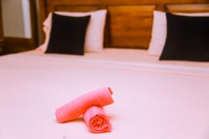 a hot dog on top of a bed at Mirissa Turtle Point Guest in Mirissa