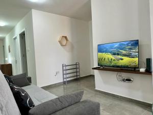 Un televizor și/sau centru de divertisment la MIVE-Delux Three Bedroom Apartment in Marsaskala