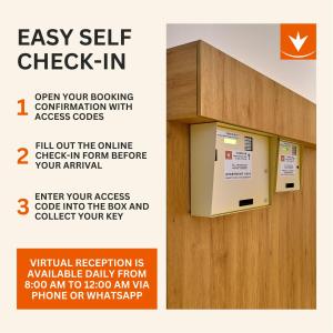 a flyer for a self self check in unit in a room at DownTown Suites Jugoslavska in Prague