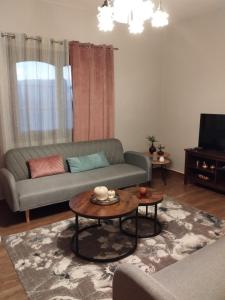 a living room with a couch and a coffee table at Vagia in Tríkala +25 photos