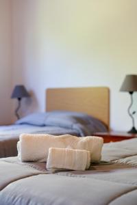 a pair of towels sitting on top of two beds at Los Fresnos in El Calafate