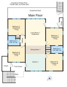 planta de una planta principal en Lavish Accessible, On Ocean, 4 King Beds, Huge Private Pool, Yard, Spa, Patio, BBQ, & Game Tables, en Myrtle Beach