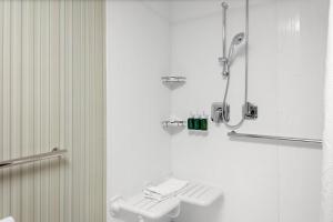 奥克莫斯Courtyard by Marriott East Lansing Okemos的带水槽和淋浴的浴室