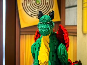 a lego figurine of a chicken standing on a table at LEGOLAND(R) Windsor Resort in Windsor