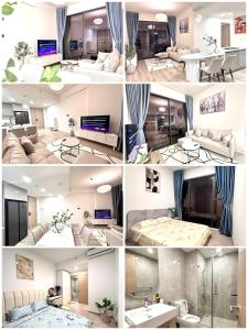 a collage of photos of a living room at MỘT VÀi LỰA CHỌN CĂN HỘ 2 PHÒNG NGỦ LÝ TƯỞNG DÀNH CHO BẠN in Gò Công
