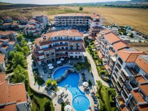 an aerial view of a resort with a swimming pool at Vineyard Spa Resort 2-Room Apartement in Kableshkovo