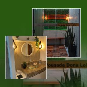 a collage of pictures of a bathroom with a sink at Pousada Dona Lolita in Cachoeira Paulista