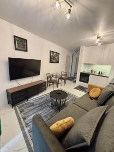 Televízia a/alebo spoločenská miestnosť v ubytovaní Vintage Kącik Apartment