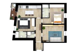 una configurazione di un piano di una casa di Train Station Deluxe 3 Bath a Bologna Altre 26 foto