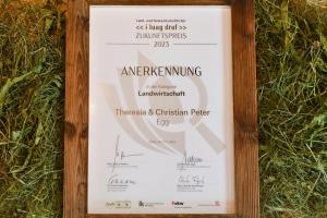Certifikát, hodnocení, plakát nebo jiný dokument vystavený v ubytování Ferienhof Landerleben