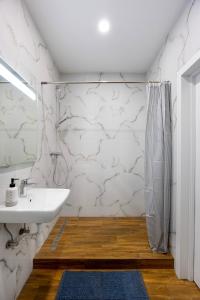 a bathroom with a sink and a shower at Апартаменти на Площі ринок 3 in Lviv +20 photos