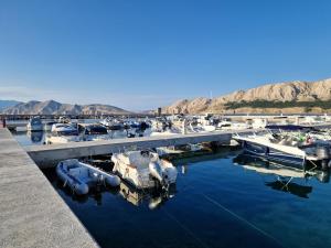 a bunch of boats are docked in a marina at Apartments Limun Zarok in Baška