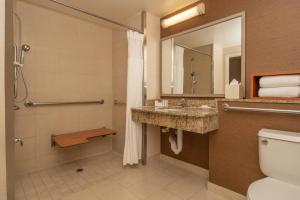 une salle de bain avec un lavabo, des toilettes et un miroir dans l'établissement Fairfield Inn Sacramento Cal Expo, à Sacramento 13 autres photos