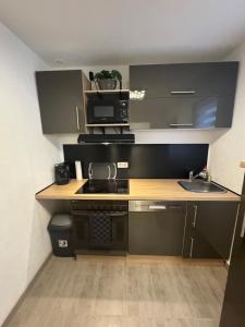 Kuchyň nebo kuchyňský kout v ubytování Moderne City Wohnung