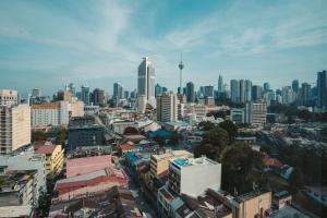 Ein allgemeiner Blick auf Kuala Lumpur oder ein Stadtblick von des Hotels aus