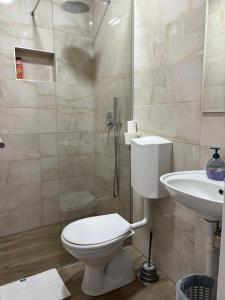 a bathroom with a toilet and a sink at Prenoćište Stari Grad - Old Town in Tuzla