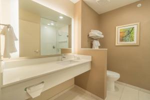 a bathroom with a sink and a toilet and a mirror at Fairfield Inn & Suites by Marriott Gaylord in Gaylord +15 photos