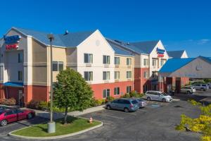 an aerial view of a parking lot at a hotel at Fairfield Inn Salt Lake City South in Murray