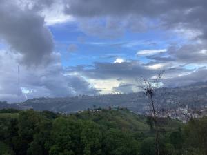 a view of a city on top of a hill at ECOHostal Las Hamacas el colibrí in Villamaría