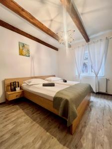 Ένα ή περισσότερα κρεβάτια σε δωμάτιο στο Apartament Turnul Olarilor