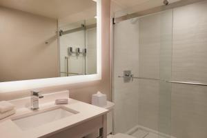 汉密尔顿Four Points by Sheraton Hamilton - Stoney Creek的带水槽和淋浴的浴室