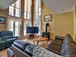 Saint Aime Des LacsChalet des aviateurs的带沙发和电视的客厅