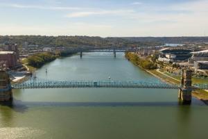 a view of a bridge over a river at Cincinnati Marriott at RiverCenter in Covington