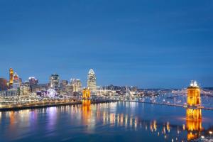 a view of a city at night with a bridge at Cincinnati Marriott at RiverCenter in Covington