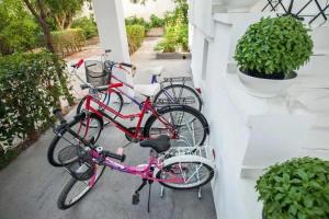 a couple of bikes parked next to a wall at Nafplio Private Studio 2 in Nafplio