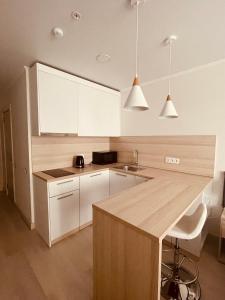 Кухня или мини-кухня в Private apartments at the YES Apart Hotel вид на Ботанический сад
