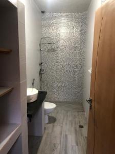 a bathroom with a toilet and a sink at Villa Yassine in Mirleft +30 photos