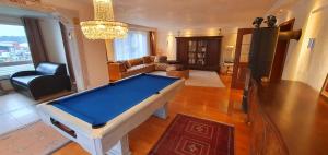 a living room with a pool table in it at Romantico One in Tuntenhausen
