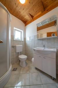a bathroom with a toilet and a sink and a shower at Apartment Sea Sponge in Brodarica +11 photos