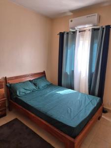 una camera con letto a baldacchino e finestra di Appartement Caraïbe a Rufisque