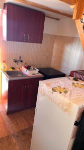a kitchen with a counter and a sink and a counter top at Etno dom Bubalo in Čajetina +9 photos