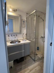 a bathroom with a sink and a shower at New Garden in Mairena del Aljarafe +80 photos