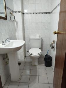 a white bathroom with a toilet and a sink at Departamento Centro Ushuaia in Ushuaia