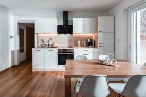 Kuchyň nebo kuchyňský kout v ubytování Apartmaji ENIA Rateče-Planica, Kranjska Gora