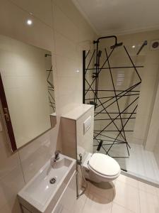 a white bathroom with a toilet and a sink at Holiday house Ilidza Sarajevo in Crkvine +46 photos