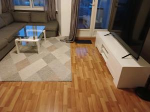 un salon avec un canapé et une télévision dans l'établissement CHARLISE APARTMENTs, à Oslo