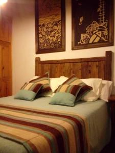 ein Schlafzimmer mit einem Bett mit zwei Kissen in der Unterkunft La Morada in Mina Clavero