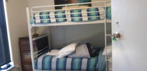 a bedroom with a bunk bed with a desk at Victoria room in Springvale