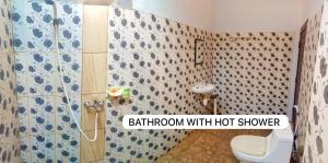 a bathroom with a toilet and a shower at D Jana in Amed +50 photos
