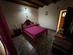 a bedroom with a purple bed in a room at El chalet del valle in El Mollar +14 photos