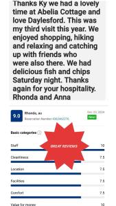 a screenshot of a text message with a red maple leaf at Daylesford A Very Quiet ABELIA COTTAGE BOTANICAL COTTAGE 10 min walk town in Daylesford +12 photos